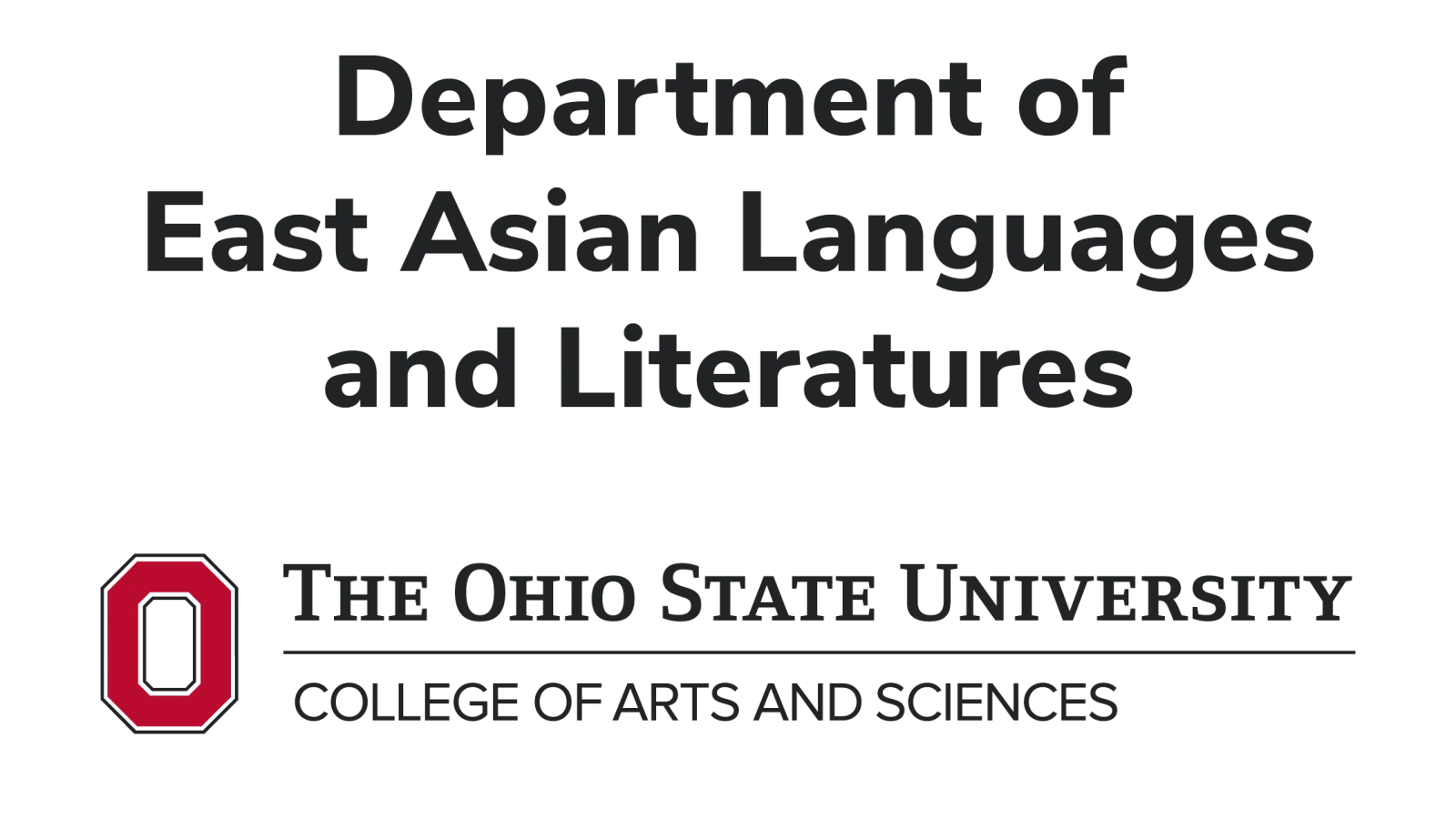 Department of East Asian Languages and Literatures logo, followed by the Ohio State University logo with traditional Block O