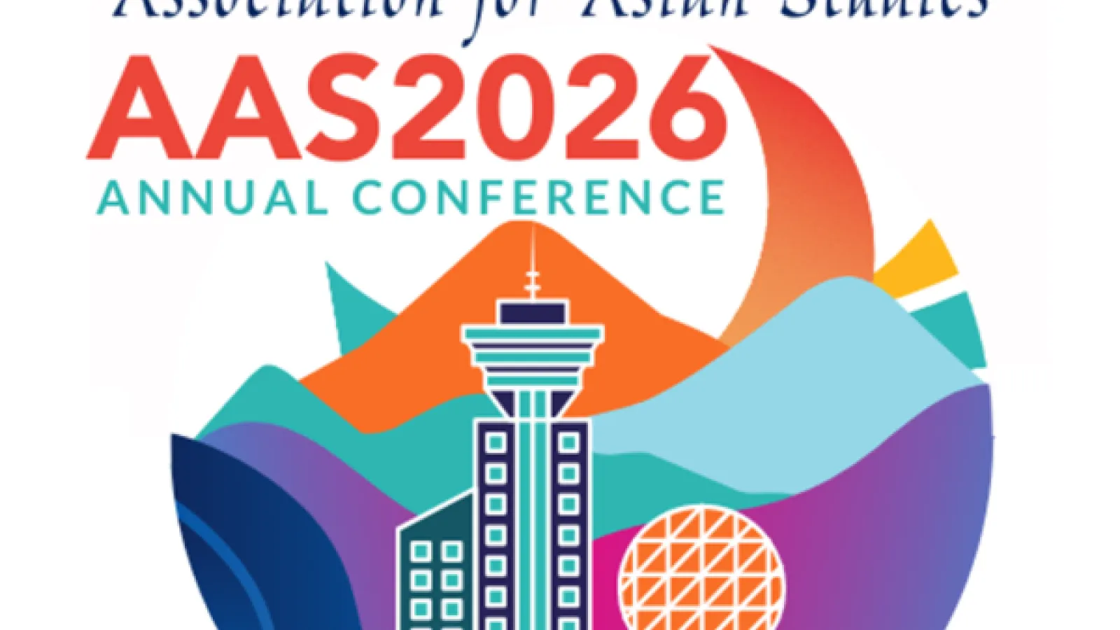 Association for Asian Studies logo of a colorful city