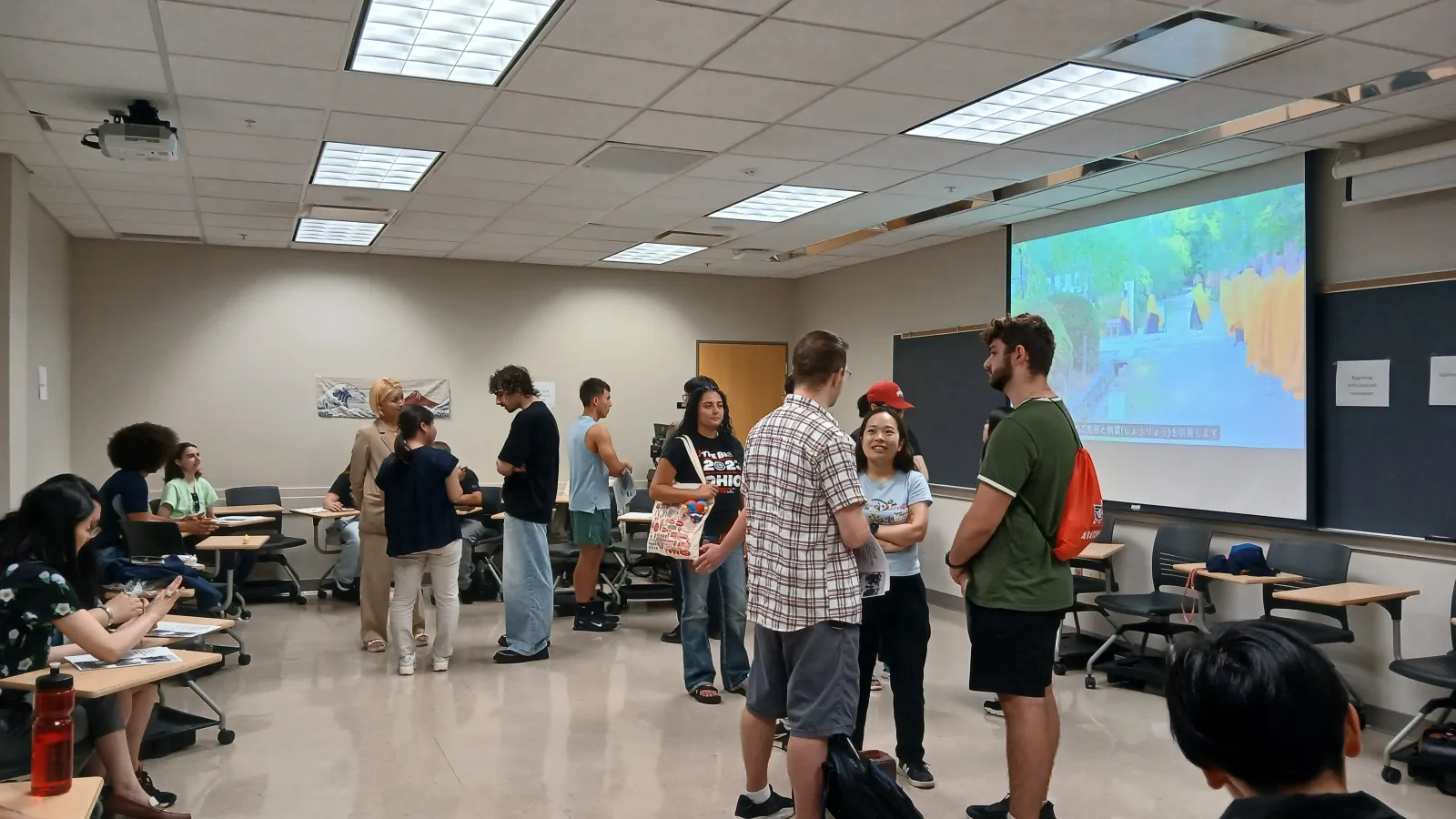 large group of student sin a classroom setting