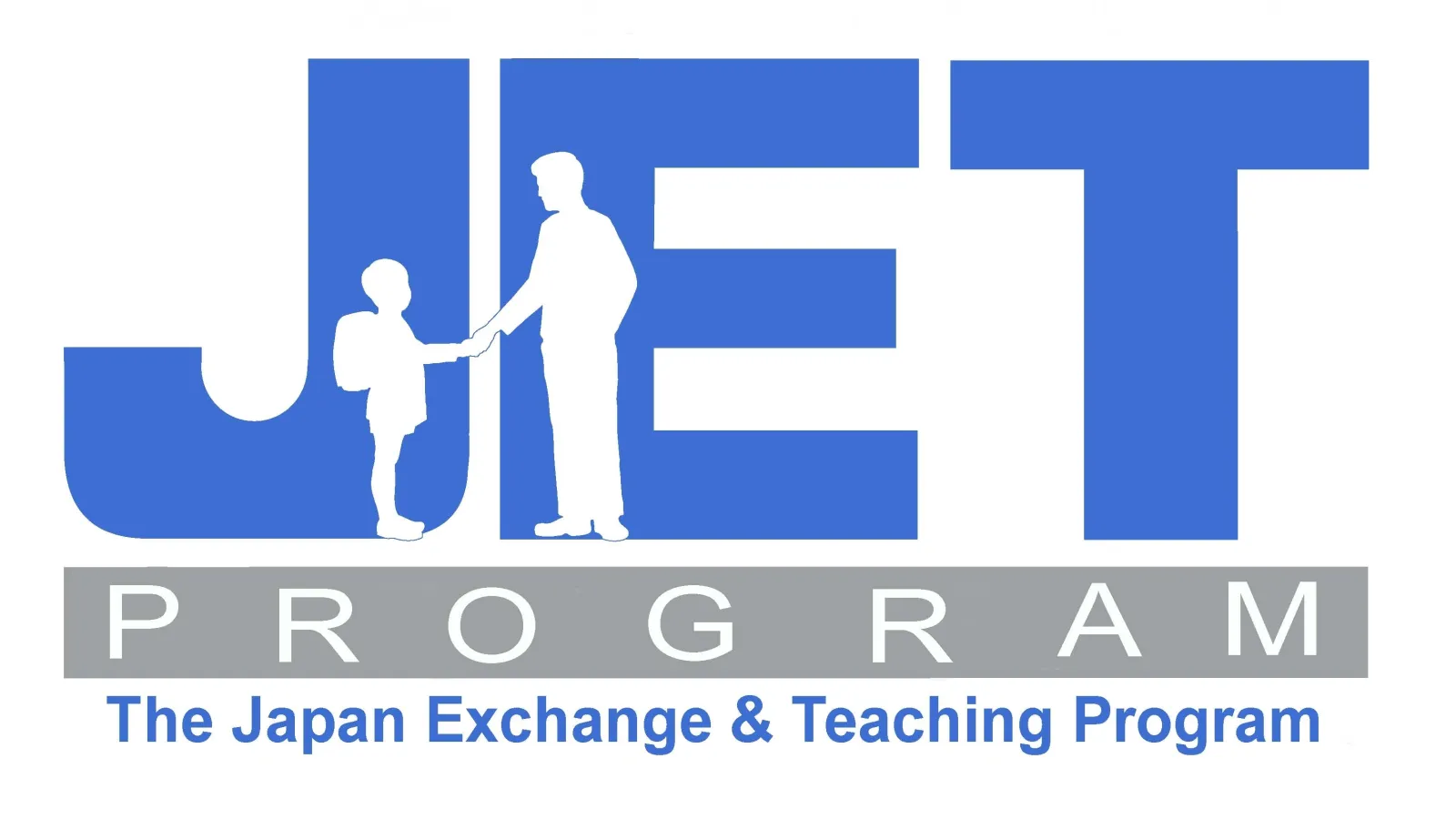Logo for the JET program featuring silhouettes of a teacher and child within the letters
