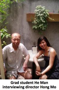 Grad student He Man interviewing director Hong Mo