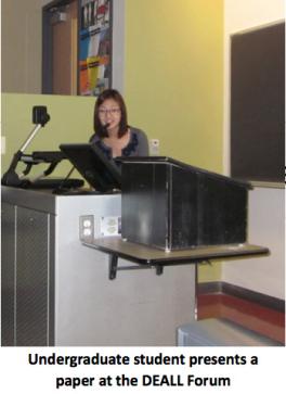 Undergraduate student presents a paper at the DEALL Forum