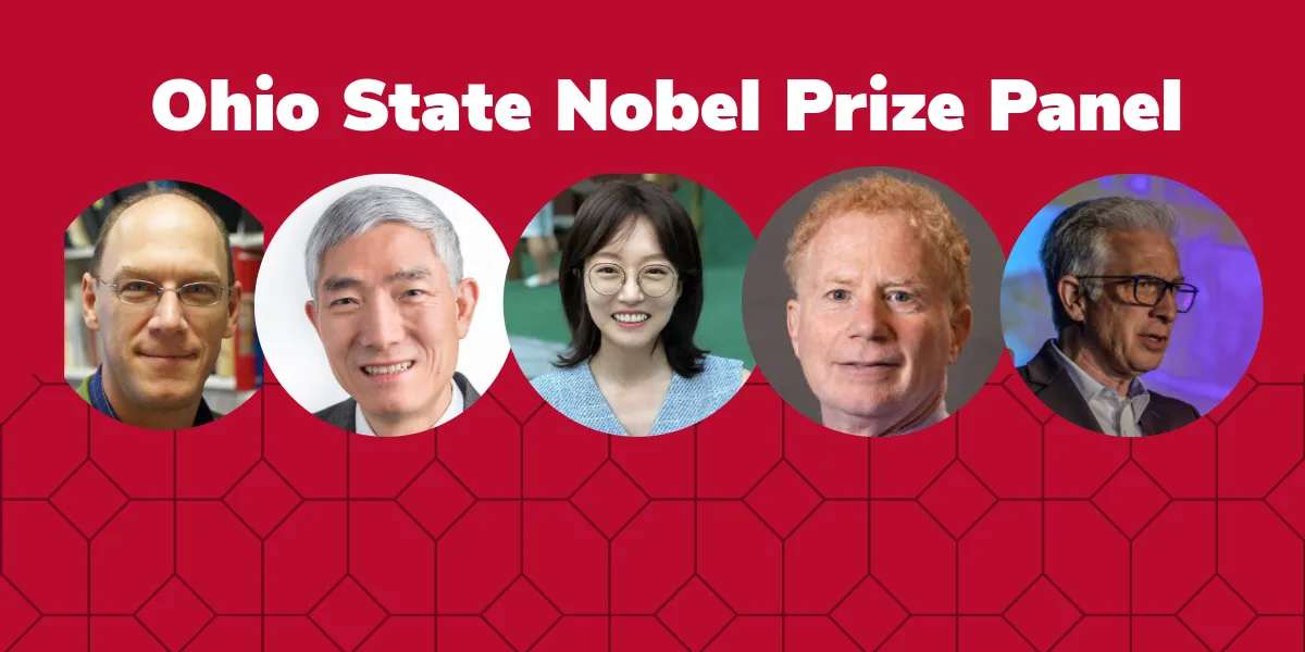 Banner image of the 5 Ohio State Nobel Prize panelists included a member of our own DEALL staff.