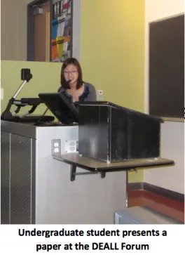 Undergraduate student presents a paper at the DEALL Forum